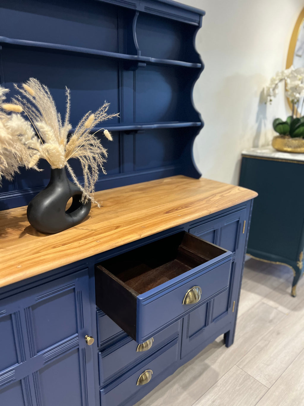 Ercol Dresser: Mid-Century Modern Blue Cabinet, UK Crafted