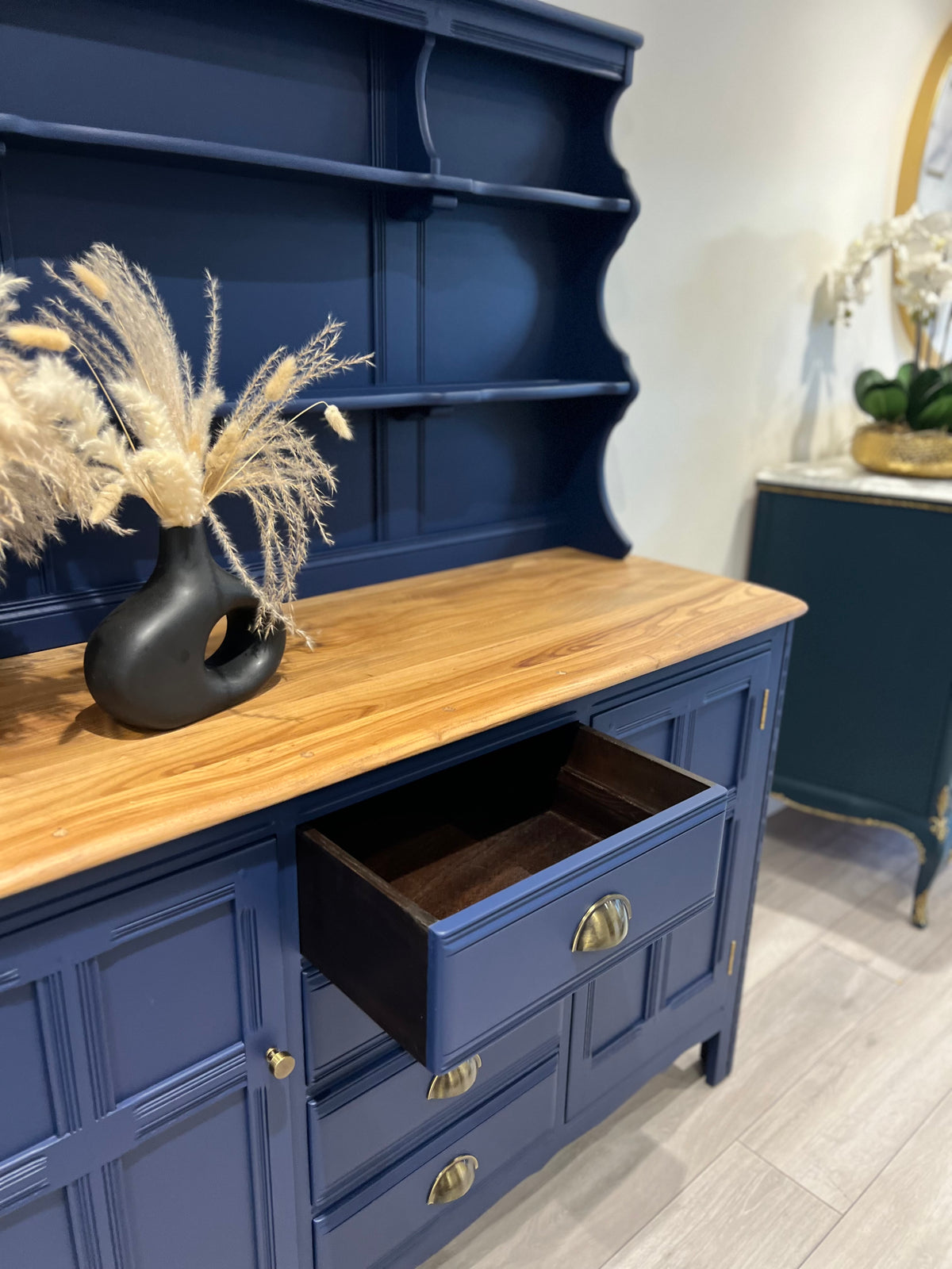 Ercol Dresser: Mid-Century Modern Blue Cabinet, UK Crafted