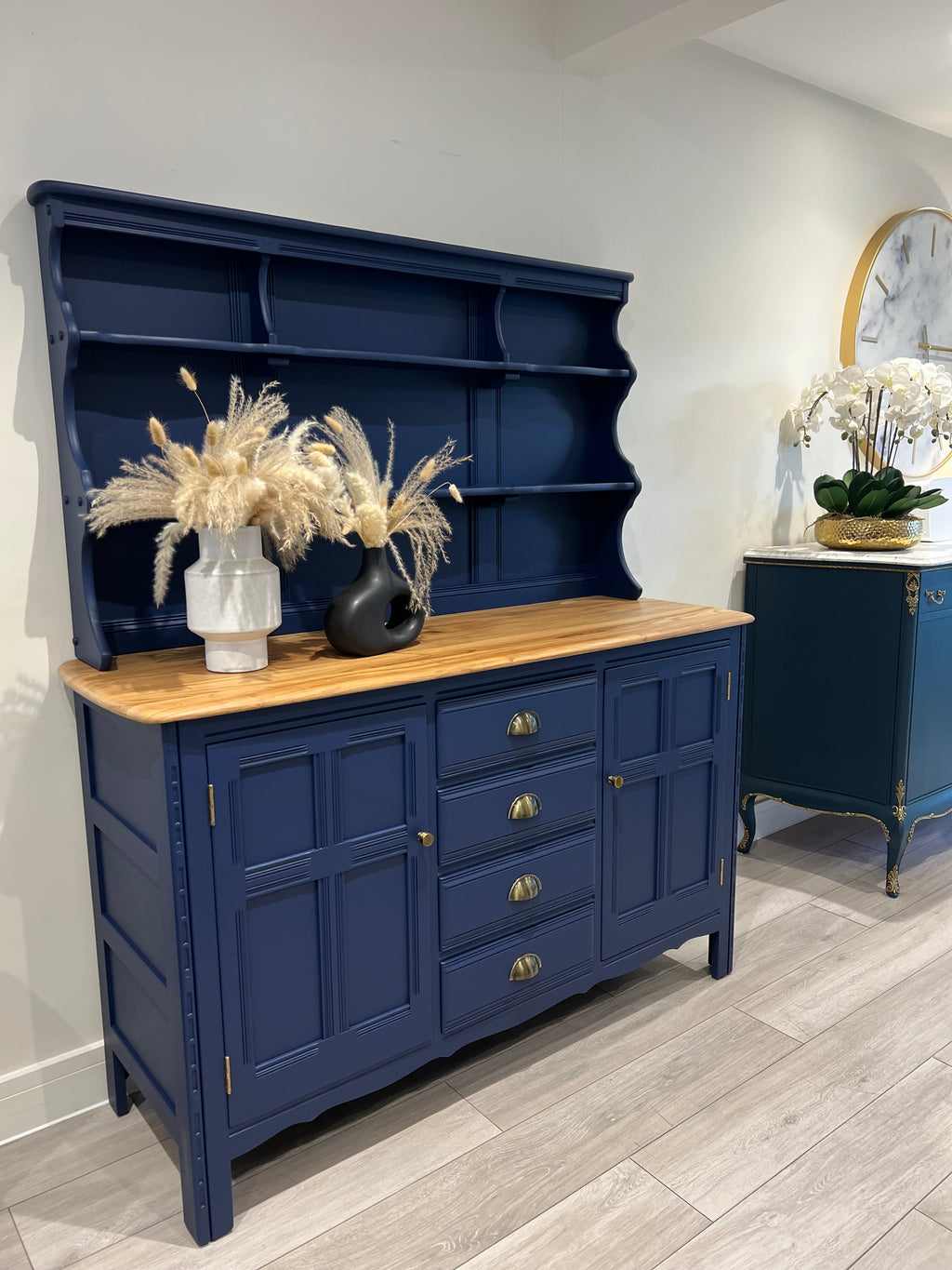 Ercol Dresser: Mid-Century Modern Blue Cabinet, UK Crafted