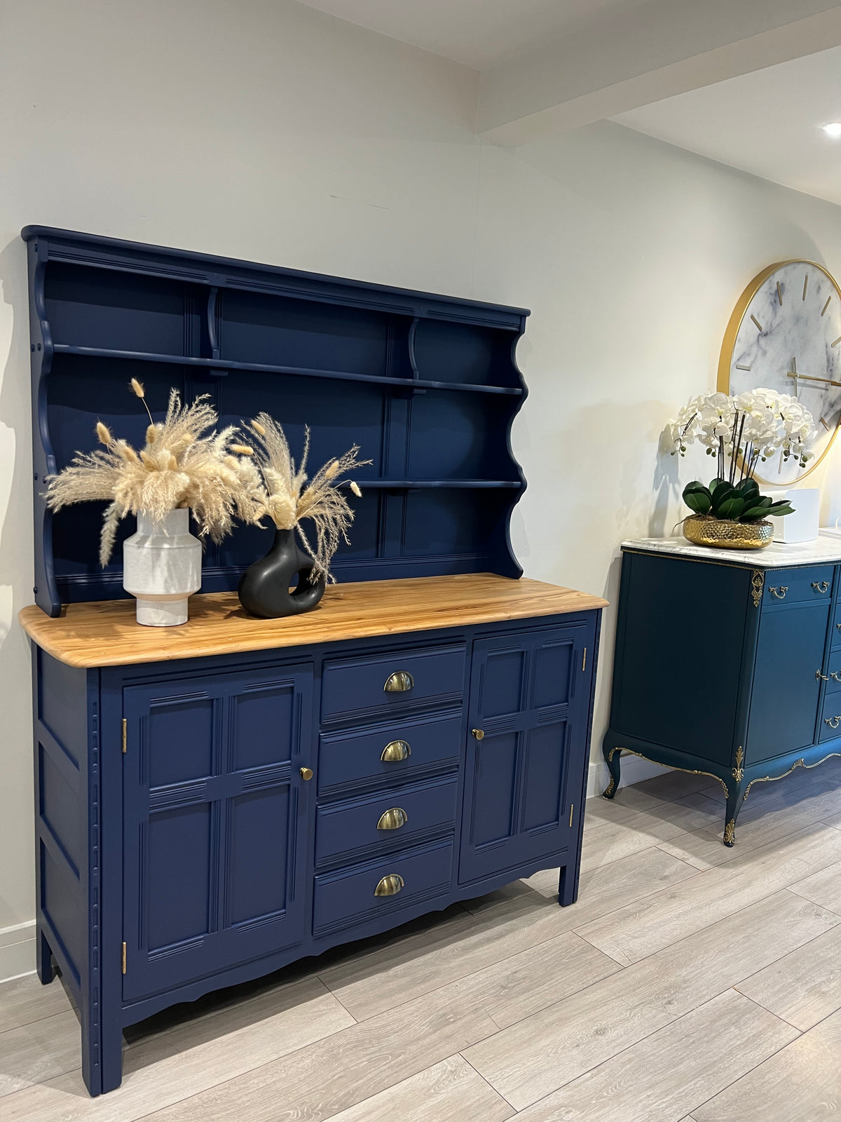 Ercol Dresser: Mid-Century Modern Blue Cabinet, UK Crafted