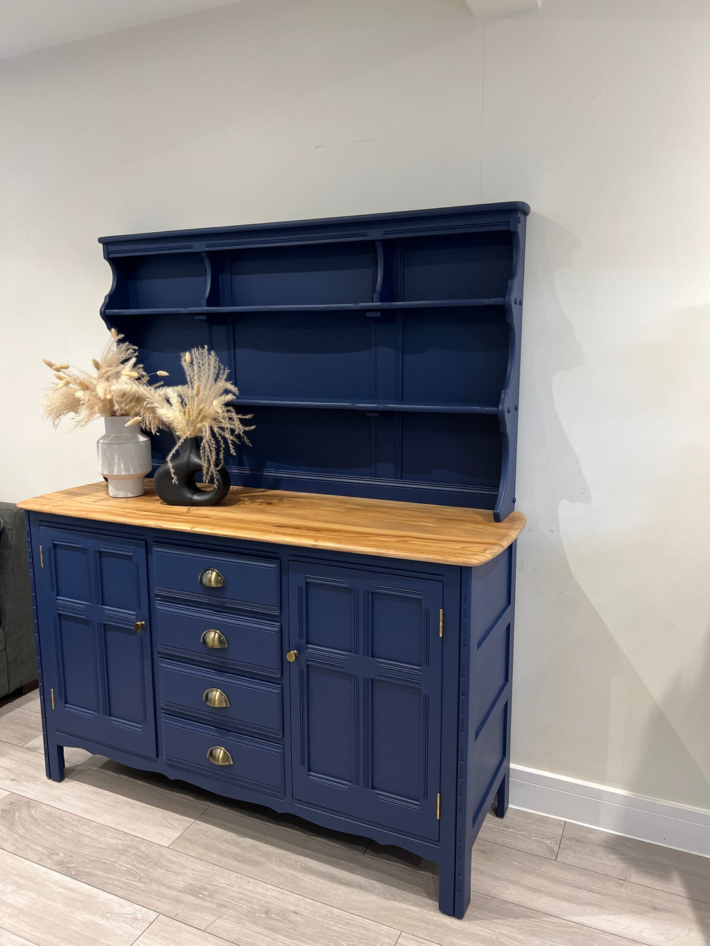 Ercol Dresser: Mid-Century Modern Blue Cabinet, UK Crafted