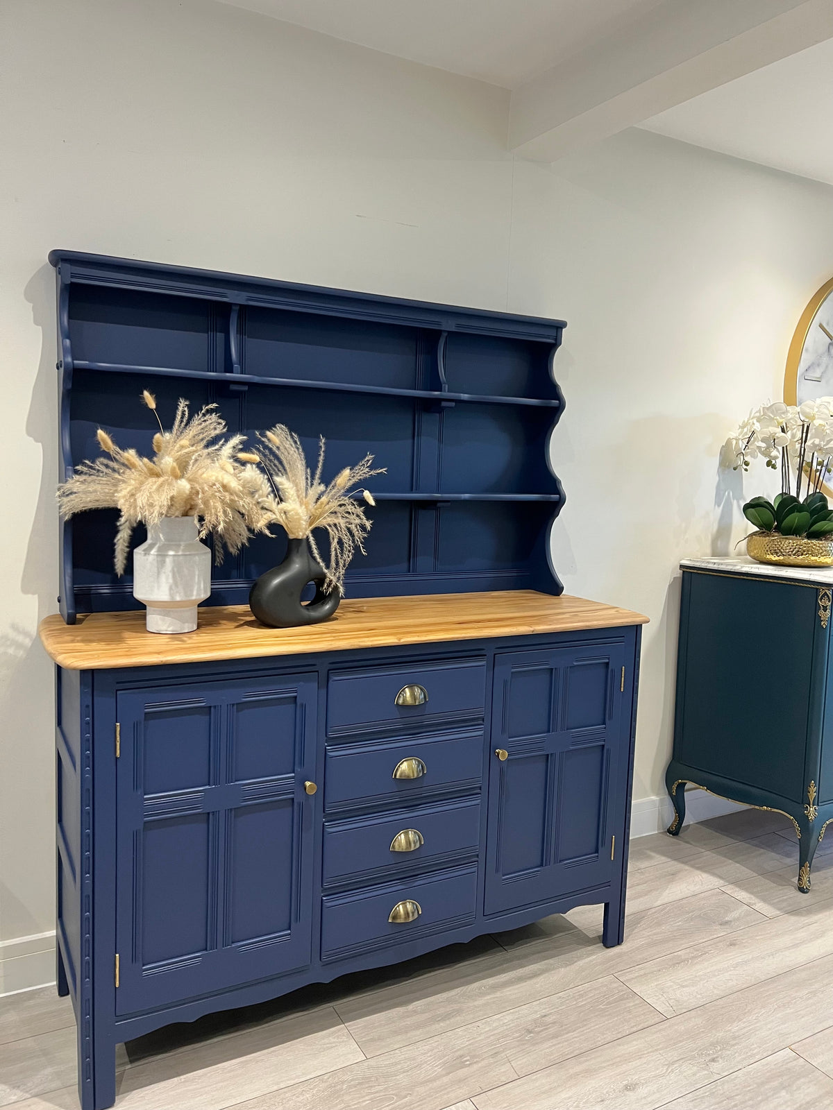 Ercol Dresser: Mid-Century Modern Blue Cabinet, UK Crafted