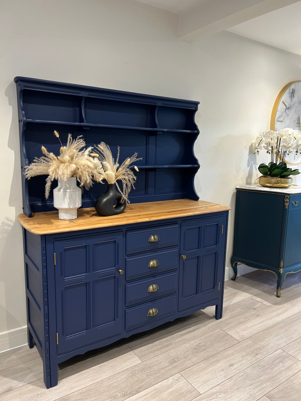 Ercol Dresser: Mid-Century Modern Blue Cabinet, UK Crafted