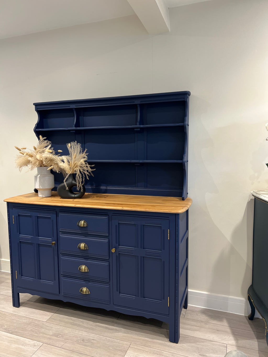 Ercol Dresser: Mid-Century Modern Blue Cabinet, UK Crafted