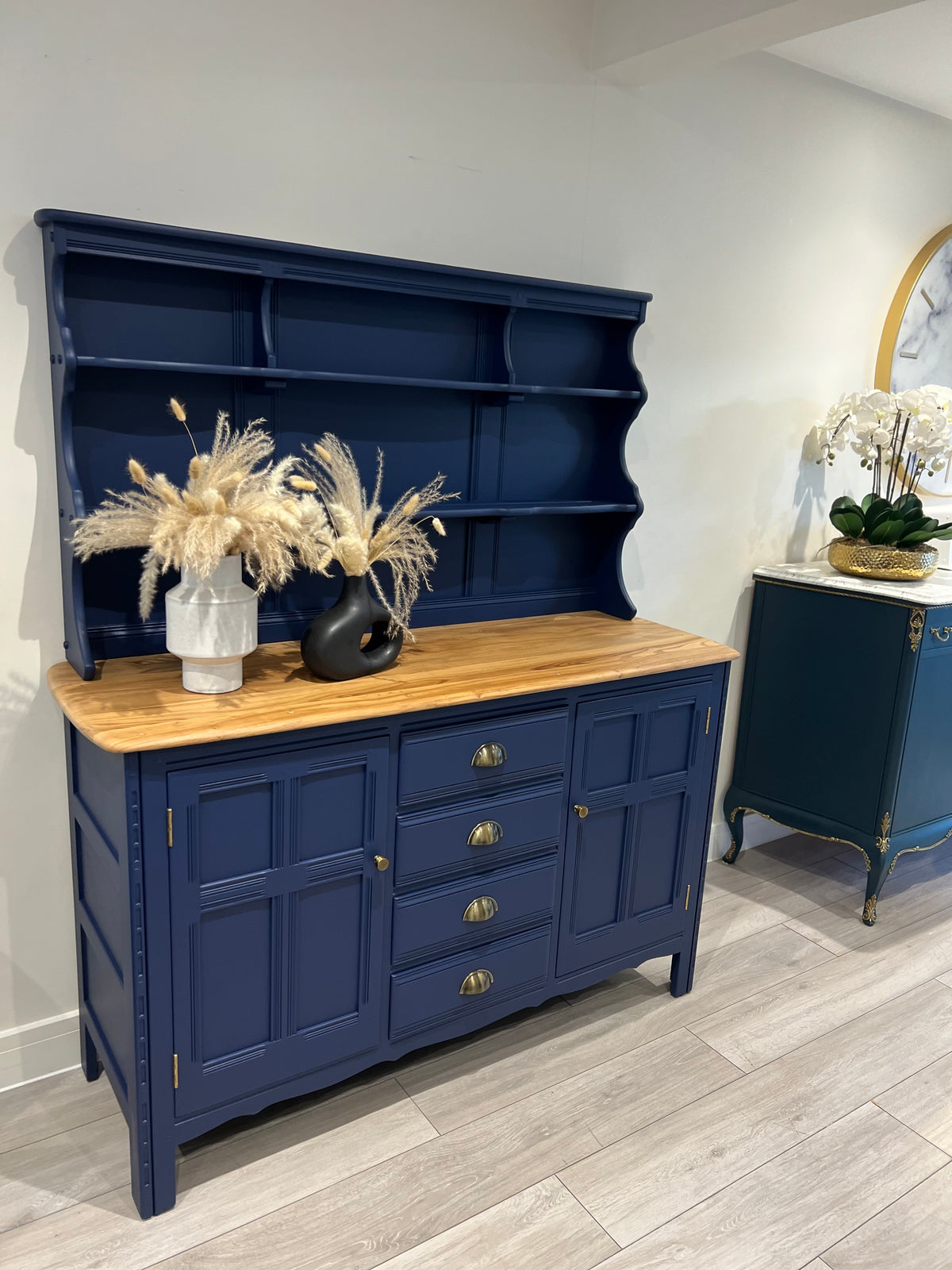 Ercol Dresser: Mid-Century Modern Blue Cabinet, UK Crafted