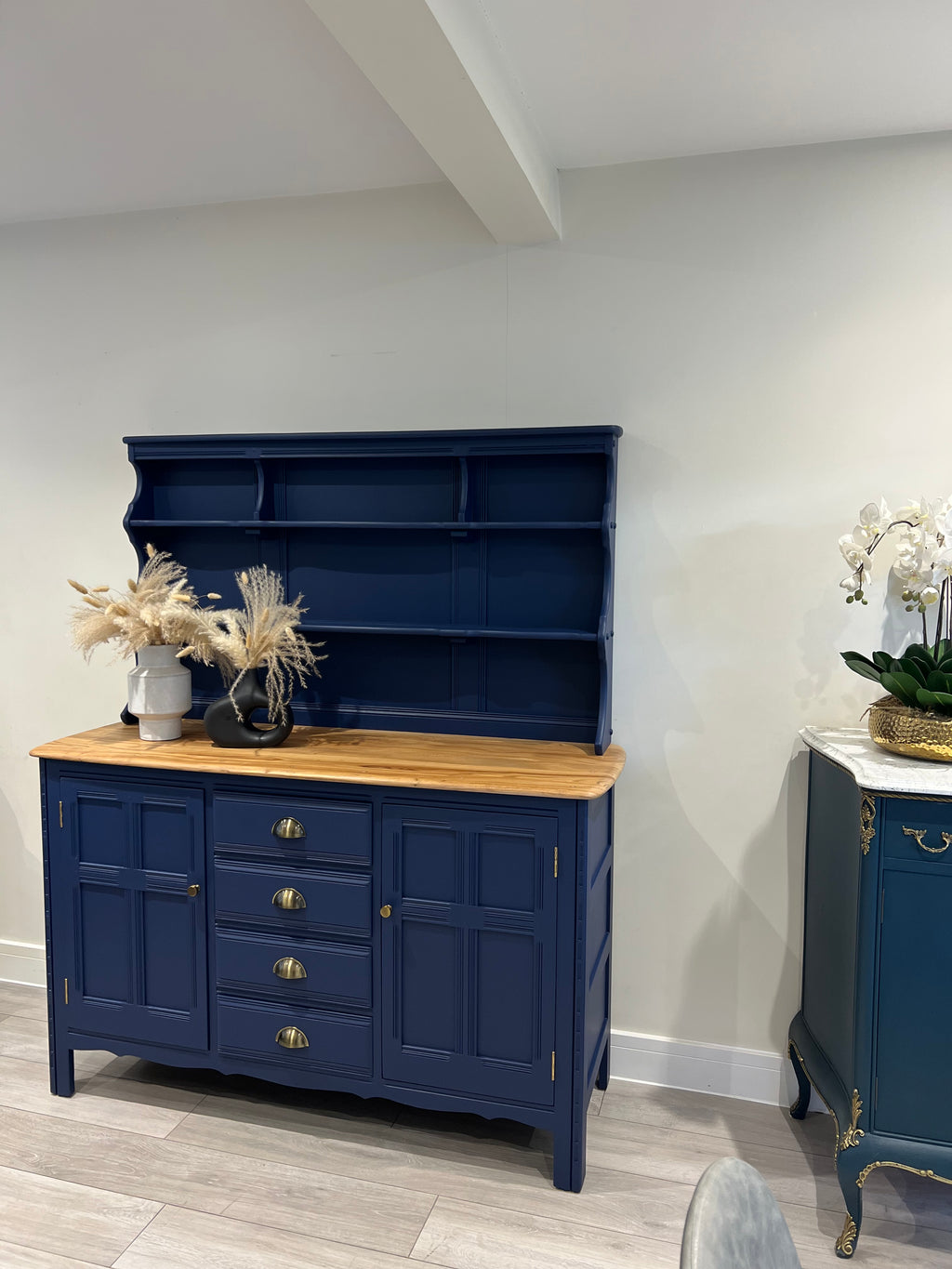 Ercol Dresser: Mid-Century Modern Blue Cabinet, UK Crafted